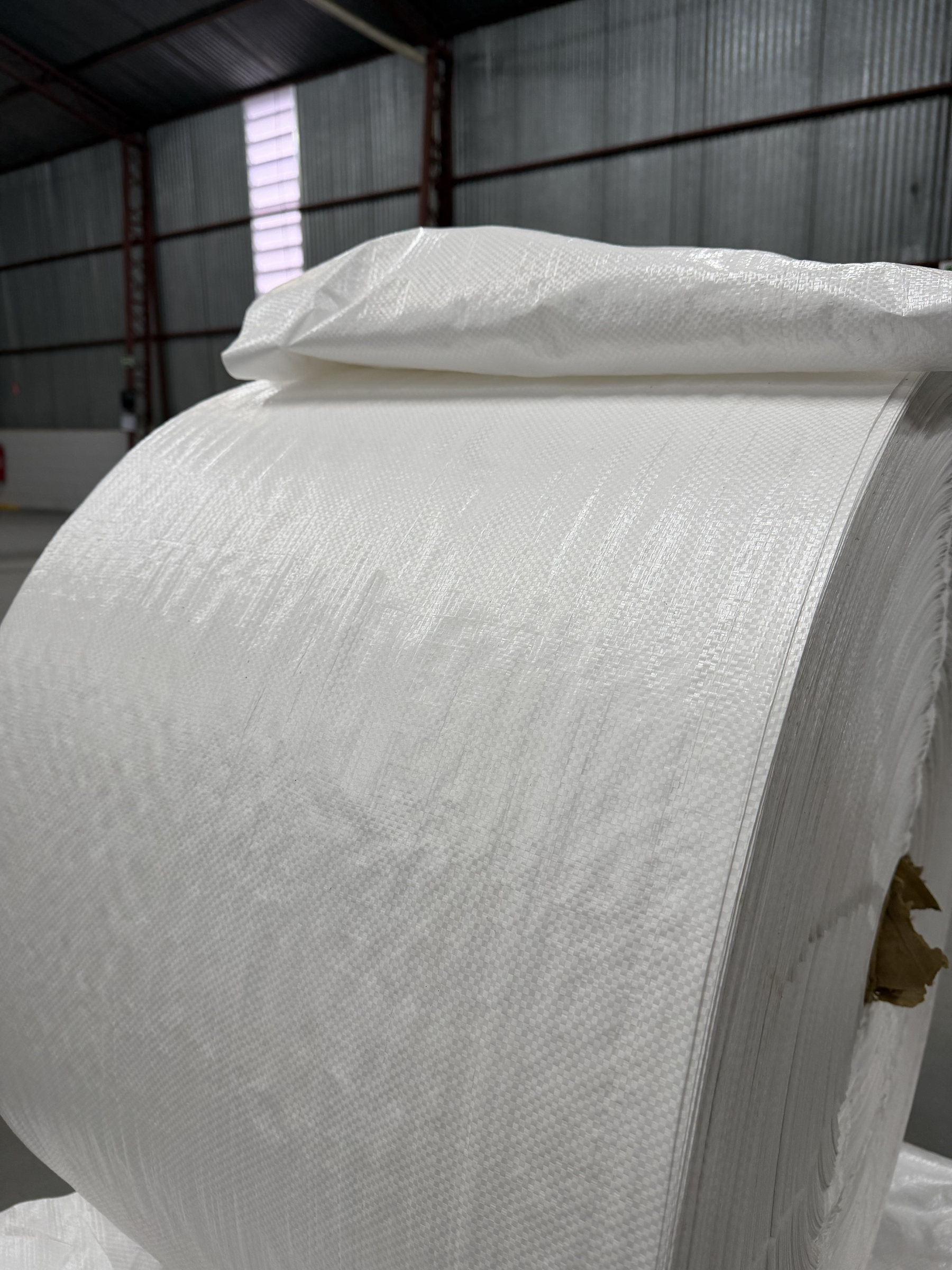 Bobina de tecido de polipropileno branco na fábrica da IPASAI